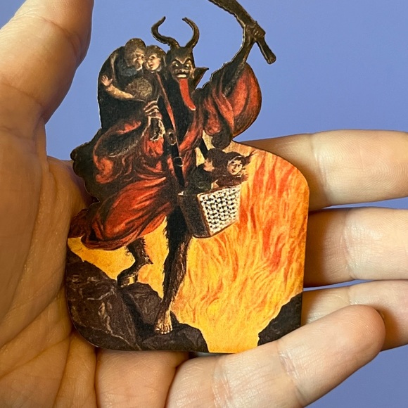 Krampus Holiday Brooch - dark xmas devil of Christmas krampus alpine legend gift - Picture 2 of 6